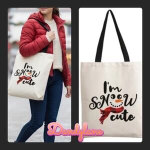 Women's Cartoon Snowman Pattern Canvas Tote Bag
